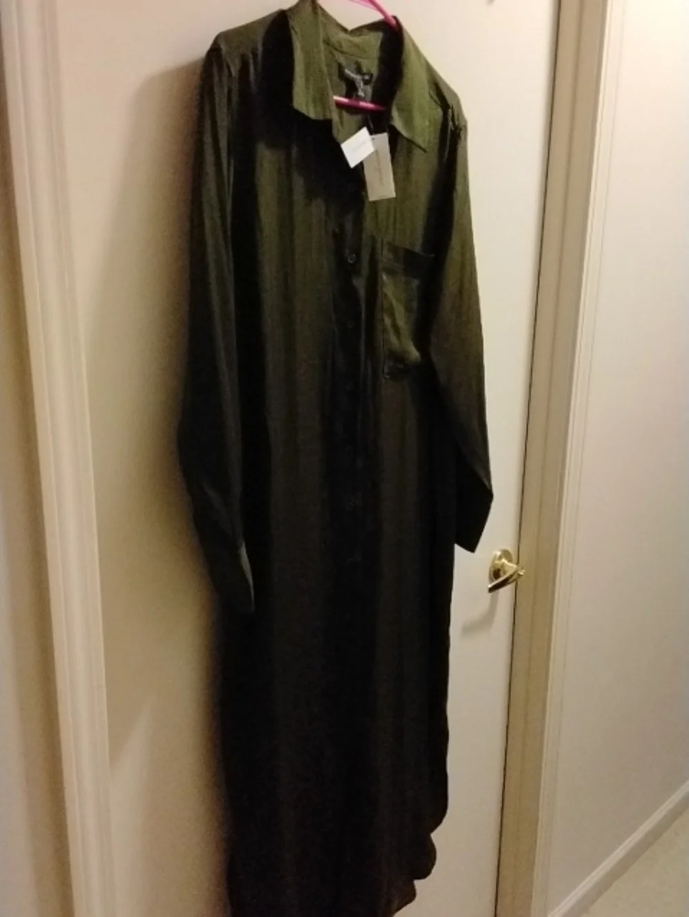 Banana Republic Olive Green Midi Button Front Shirt Dress